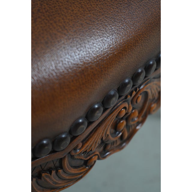 Animal Skin Theodore Alexander French Style Leather Seat Large Ottoman For Sale - Image 7 of 13