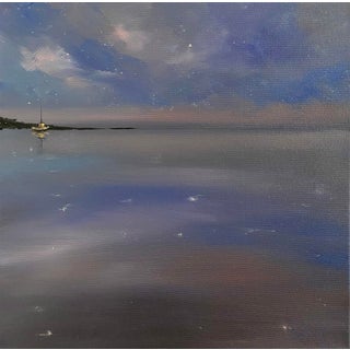 Nightwatch by Leigh Ann Van Fossan | Oil on gallery-wrap canvas serene night seascape with stars For Sale