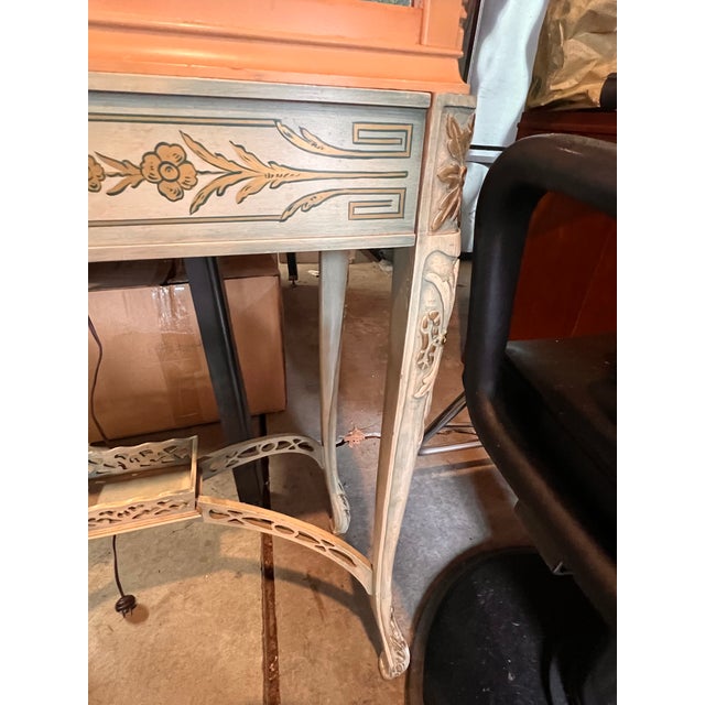 Light Pink Chinoiserie Lighted Curio Cabinet For Sale - Image 8 of 11