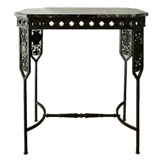 Circa 1925 Neoclassical Revival Wrought Iron and Marble Portrait Medallion Console Table For Sale