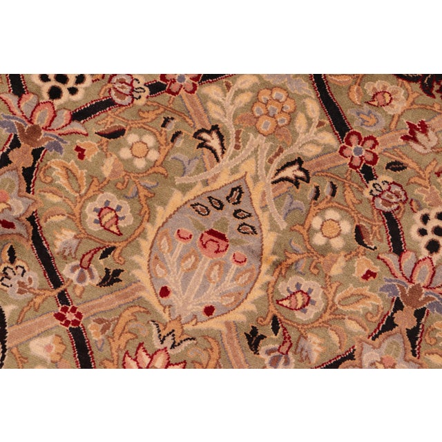 1990s Shabby Chic 1990's Pak-Persian Green/Red Wool Rug - 6'1'' X 9'0'' For Sale - Image 5 of 9