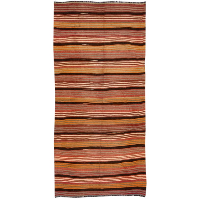 Textile 1960s Vintage Kilim Handmade Multicolor Stripe Wool Rug For Sale - Image 7 of 7