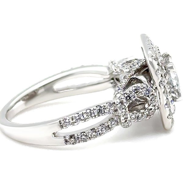 18ct White Gold Princess Cut Diamond Halo Ring, Size 5.25 For Sale - Image 6 of 11
