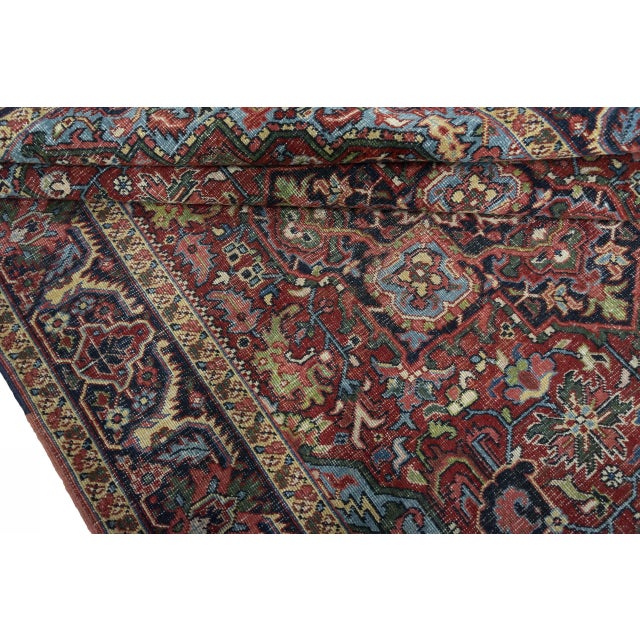 Antique Hand-Knotted Heriz Rug , 1890s For Sale - Image 10 of 13