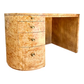 1970s Vintage Custom Horseshoe Shaped Burl Wood Desk For Sale