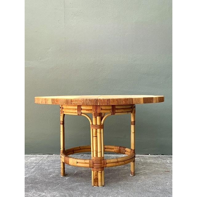 Tan Vintage Bielecky Brothers Woven Rattan Dining Table For Sale - Image 8 of 12