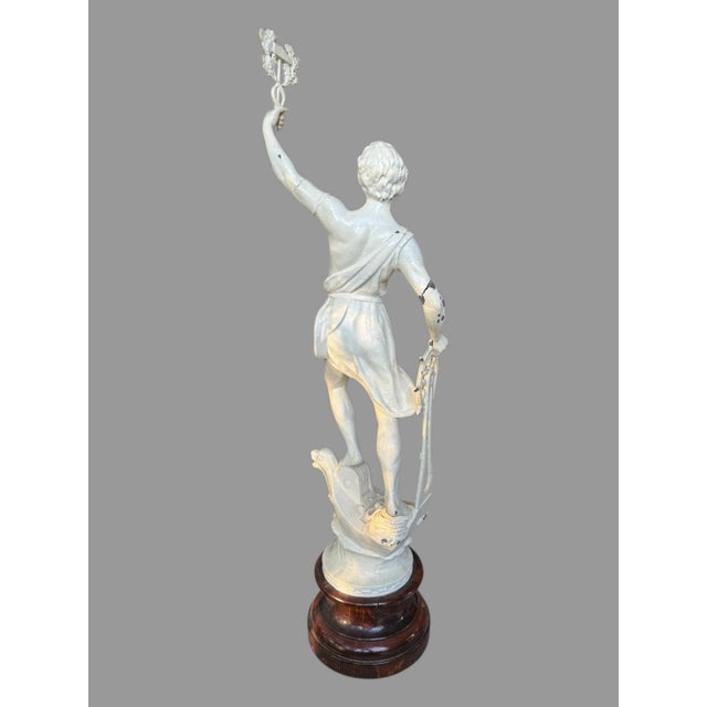 Early 20th Century Antique Victorian Cast Metal 29" Figural Statue Sculpture For Sale - Image 5 of 10