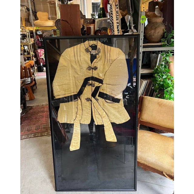 Vintage Framed Asian Kimono Art Piece For Sale - Image 4 of 9