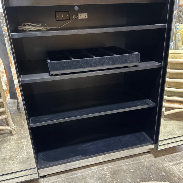 Art Deco Style Mirrored Armoire Media Cabinet For Sale - Image 11 of 12