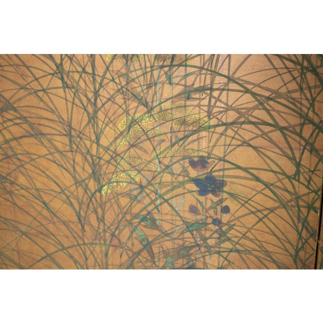 1970s "Quails and Pampas Grass" by Koga, 1970s Showa Era Japanese Byobu Screen For Sale - Image 5 of 18