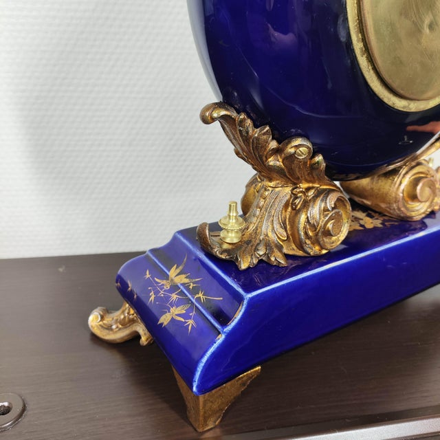 Late 19th Century Stunning 19th-C. French Eugène Farcot Porcelain Clock Bleu De Roi For Sale - Image 5 of 15