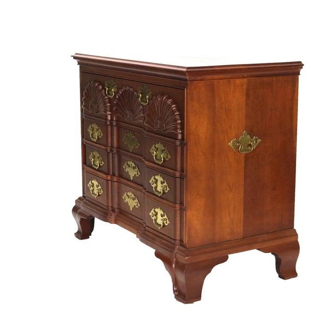 Baker Chippendale Carved Cherry Block Front Four Drawer Chest 20th For Sale - Image 6 of 12