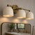 Contemporary Handcrafted Solid Brass 3-Light Wall Sconce, Antique Brass Vanity Light With White Shades For Sale - Image 3 of 8