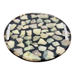 Vintage Mid-Century 1950s Lucite Tray With Inlaid Abalone Shells