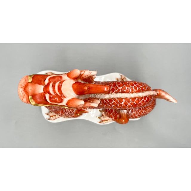Vintage Hand-Painted Chinese Porcelain Dragon Sculpture With Flaming Pearl – Gumps San Francisco Style – Chinoiserie / Hollywood Regency For Sale - Image 11 of 14