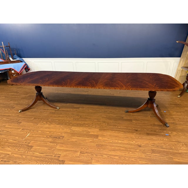 Classic Scallop Cornered Mahogany Dining Table by Leighton Hall - Showroom Sample For Sale - Image 13 of 14