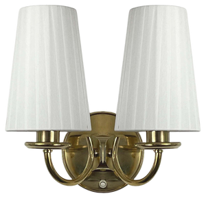 Brass & Cream Fabric Wall Light, Sweden, 1940s