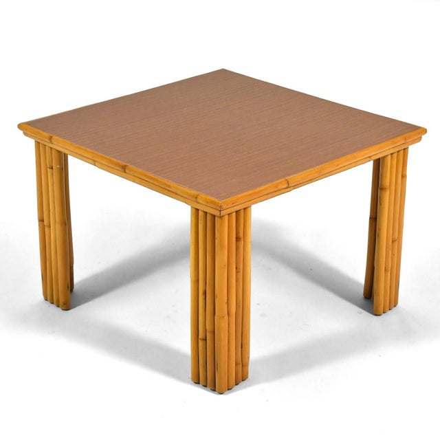 Ficks Reed Mid 20th Century Attributed Ficks Reed Rattan Corner / End Table For Sale - Image 4 of 8