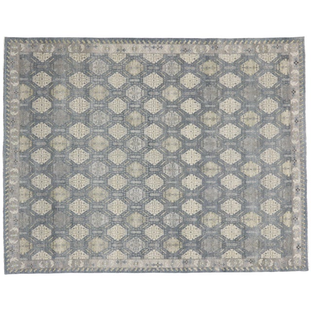 Cerulean Vintage Modern Distressed Oushak Rug - 11'09 X 15'01 For Sale - Image 8 of 11
