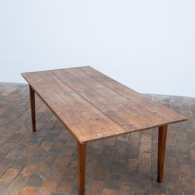 Tan Antique Farmhouse Table, 1890 For Sale - Image 8 of 10