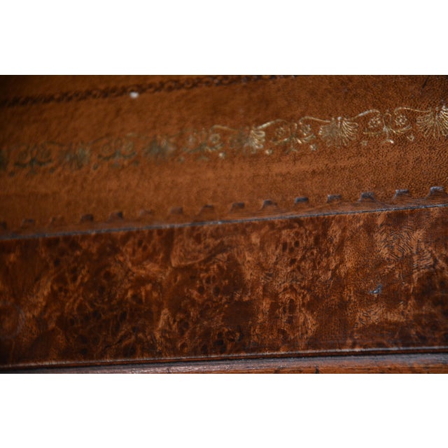 Late 20th Century Burl Walnut Leather Top Exucitive Desk For Sale - Image 15 of 17