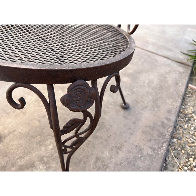 Metal Vintage Woodard Chantilly Rose Wrought Iron Parlor Dining Chair For Sale - Image 7 of 8