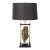 Mid-Century Rectilinear Black Lacquer & Brass Pyrite Specimen Table Lamp For Sale