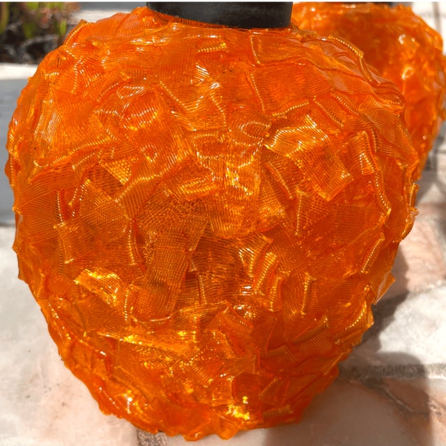 Space Age Orange Arcylic Glass Spaghetti Three-Light Cascading Hanging Light Chandelier, 1970s For Sale - Image 9 of 13