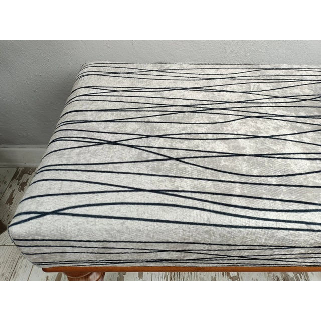 Rug Print Fabric Upholstered Padded Ottoman Bench For Sale - Image 9 of 10