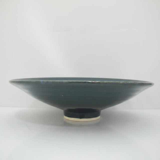 Ceramic Jane Woodside Blue Interlocking Swirl Footed Studio Pottery Bowl For Sale - Image 7 of 9