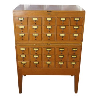 Mid 20th Century Globe Wernicke 30 Drawer Index Card Library File Catalog Cabinet 47" For Sale