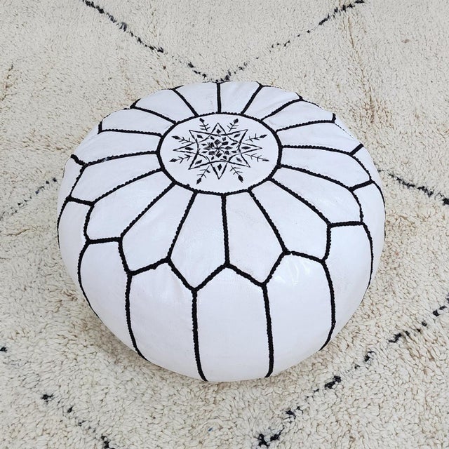 2020s Moroccan Leather Moroccan Pouf Cover For Sale - Image 5 of 6