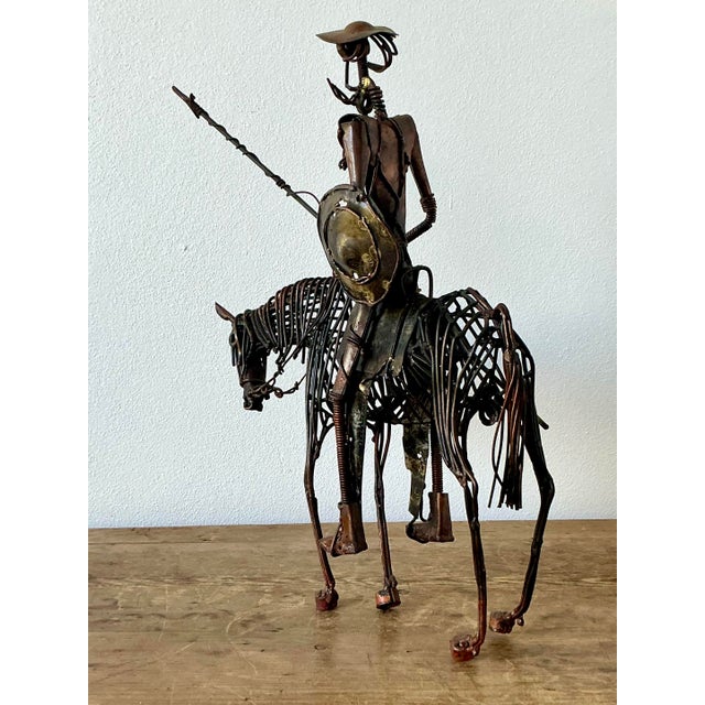 Mid-Century Modern Vintage Boho Brutalist Sculpture of Don Quixote De La Mancha For Sale - Image 3 of 12