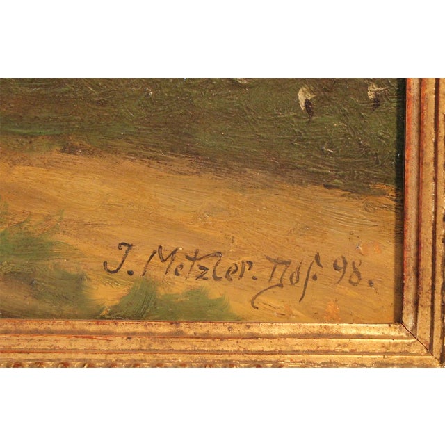 19th Century J. Metzler, Village Scene, 1898, Oil Painting on Board, Framed For Sale - Image 5 of 9