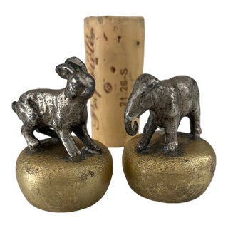 Antique Elephant and Rabbit Cork Toppers For Sale