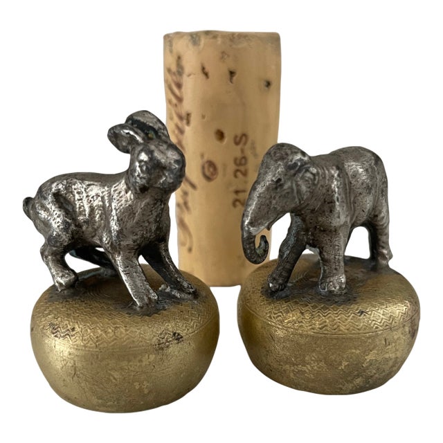 Antique Elephant and Rabbit Cork Toppers For Sale