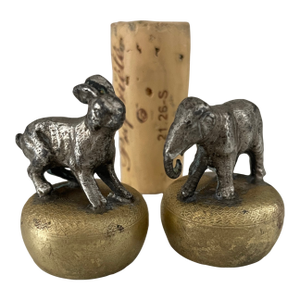 Antique Elephant and Rabbit Cork Toppers
