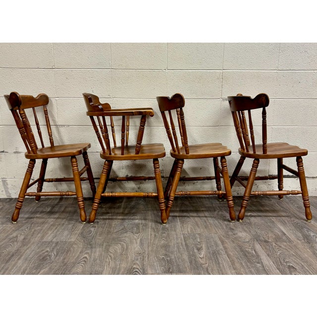 Vintage Tell City Hard Rock Maple Dining Chairs - Set of 4 For Sale - Image 4 of 11