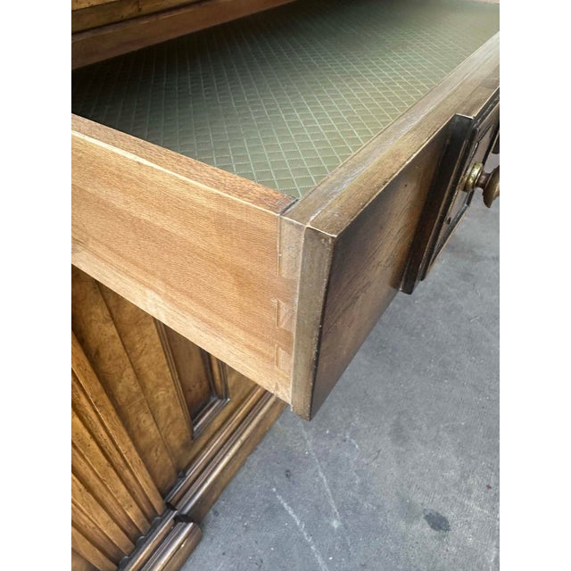 Hollywood Regency William Doezema for Mastercraft Attributed Hollywood Regency Neoclassical Sideboard - Walnut and Burlwood 80" X 20" X 31" - Circa Early 1960s For Sale - Image 3 of 10