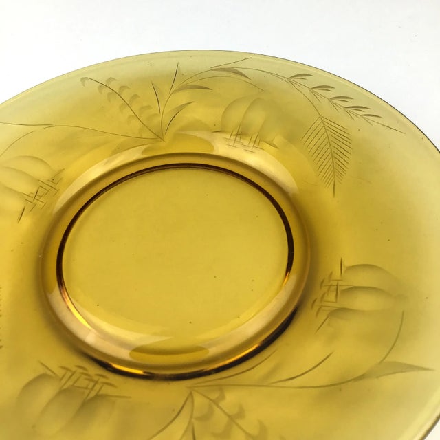 Amber Cut Glass Small Plates Vintage - a Pair For Sale - Image 10 of 12