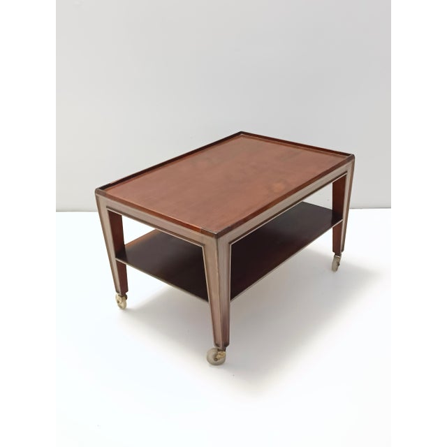 Rectangular Walnut Coffee Table attributed to Paolo Buffa with Casters, Italy, 1940s For Sale - Image 11 of 11