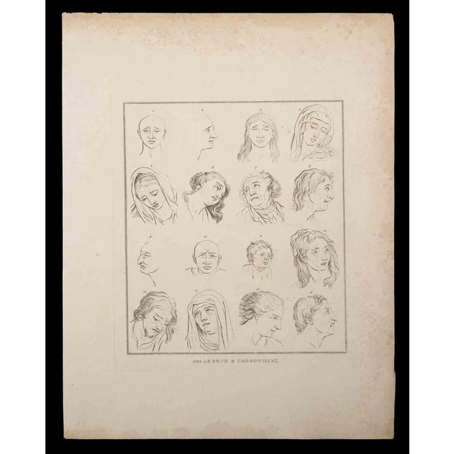 Portrait of men and women is an original etching realized by Thomas Holloway after Lebrun and Chodowiecki for Johann...