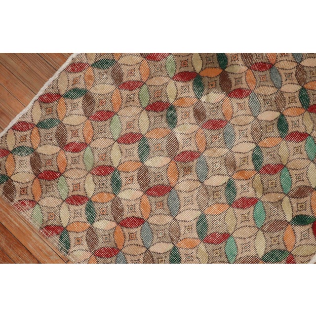 Late 20th Century Square Turkish Deco Rug - 3'7" x 4' For Sale - Image 4 of 18
