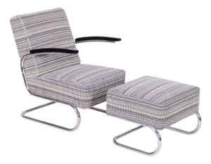 Set of Czech Bauhaus Armchair and Ottoman attributed to W. Gispen for Mücke Melder, 1930s
