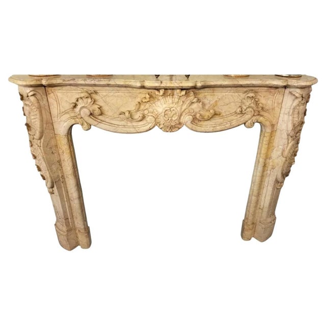 Stone Fireplace in Cream Valencia Marble, Venice, Italy, 19th Century For Sale - Image 7 of 7