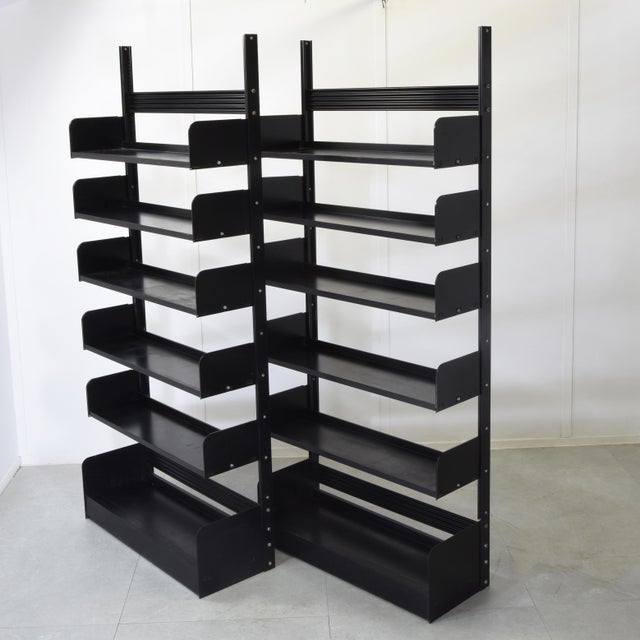 Industrial Metal Shelving Unit Congress Model in Black Lacquered Metal Frame from Lips Vago, Set of 2 For Sale - Image 6 of 8