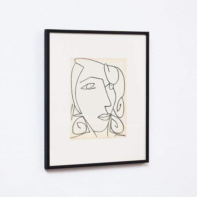 Françoise gilot original lithograph 'portrait of a woman'. From the poetry book "pages d'amour" by andré verdet, editions...