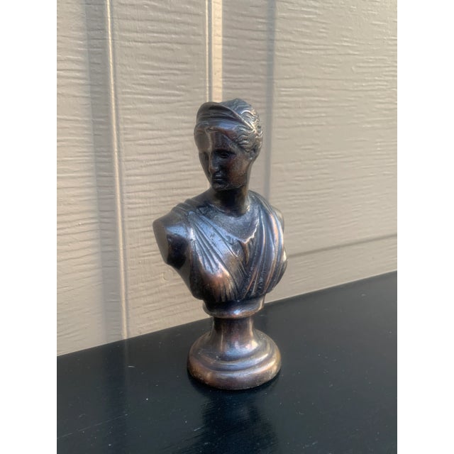Late 20th Century Neoclassical Grand Tour Cast Metal Bust of Diana the Huntress For Sale - Image 5 of 10