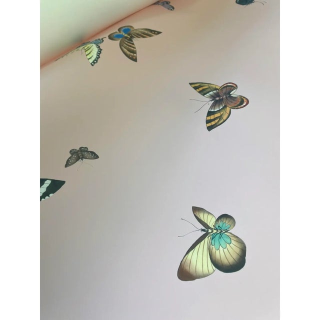 36“* H100”/Panel*5ps, Modern Whimsical Butterfly Mural Wallpaper in Pink For Sale - Image 4 of 6