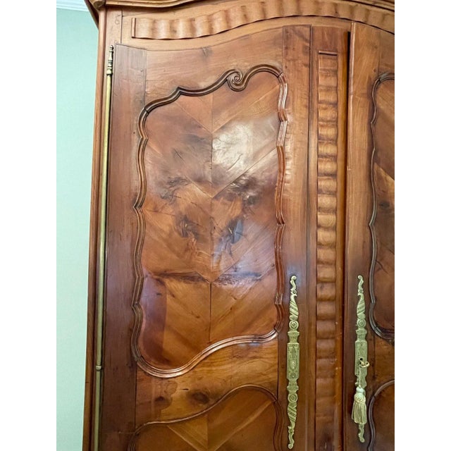 Early 18th Century 18th Century French Louis XV Cherry “Chevron” Armoire For Sale - Image 5 of 11